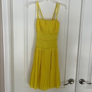 Daniel Cremieux Yellow Pleated Mini Dress